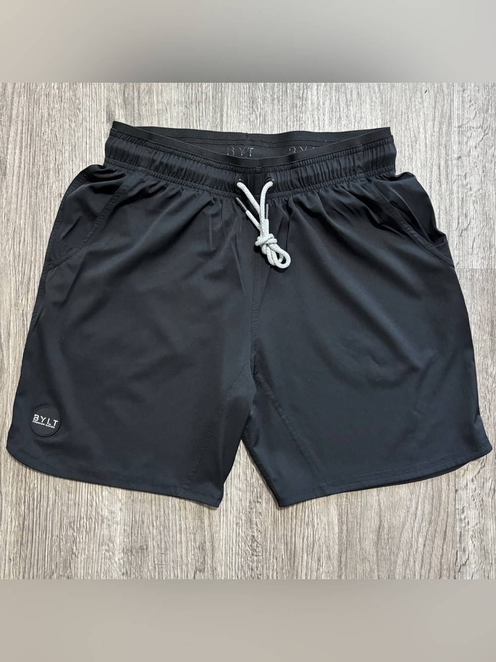 BYLT Premium Basics Men’s Black Athletic Shorts Size L Stretch Lightweight